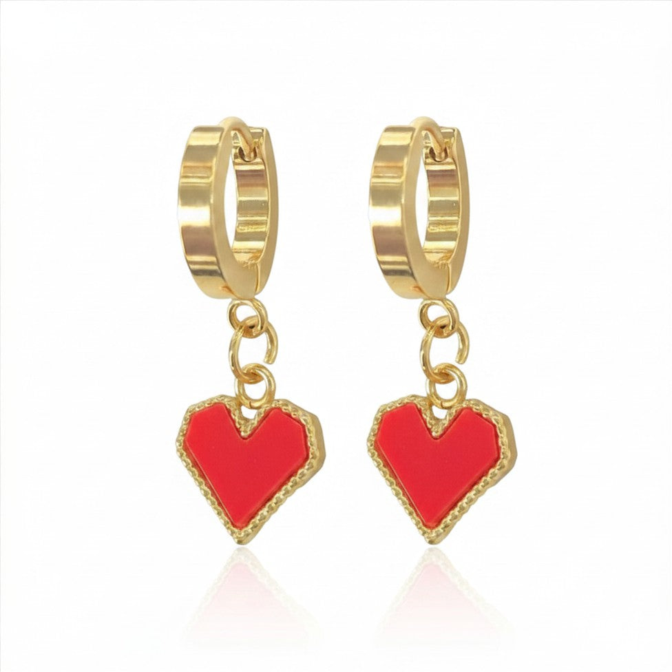 Stainless Steel Corazoncito Dangle Earrings